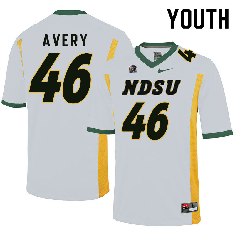 Youth #46 Austin Avery North Dakota State Bison College Football Jerseys Sale-White